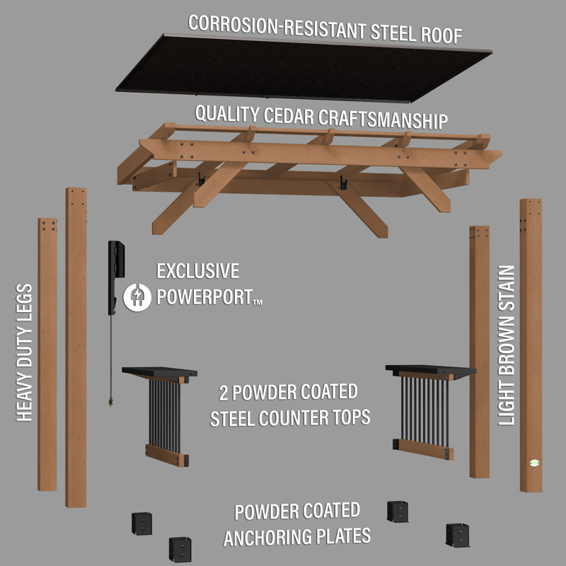 Backyard Discovery Saxony 8' x 5' Cedar Wood Outdoor BBQ Grill